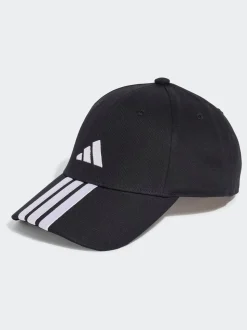 adidas Black 3 Stripe 100% Cotton Baseball Cap