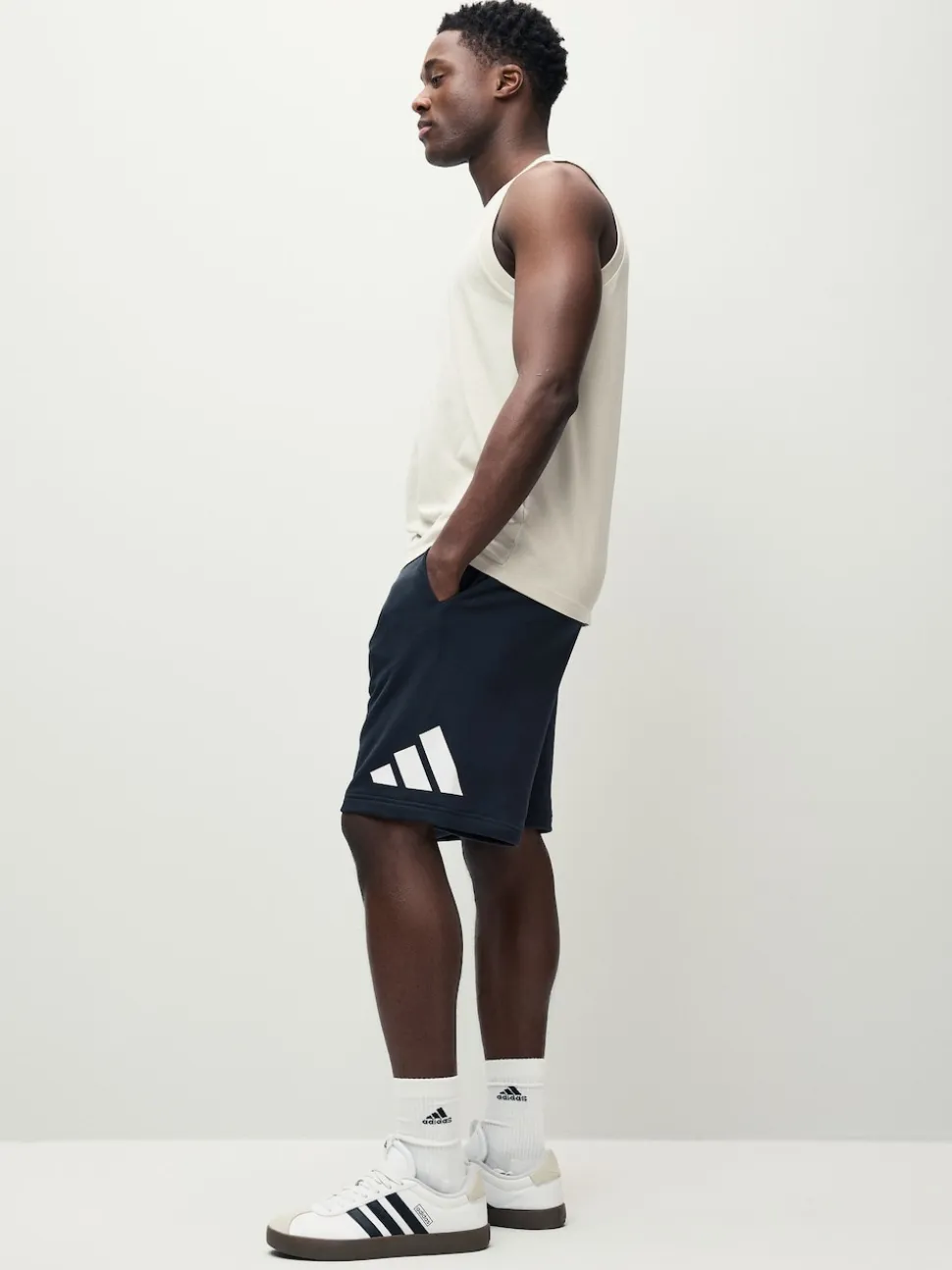 adidas Black Essentials Big Logo French Terry Shorts