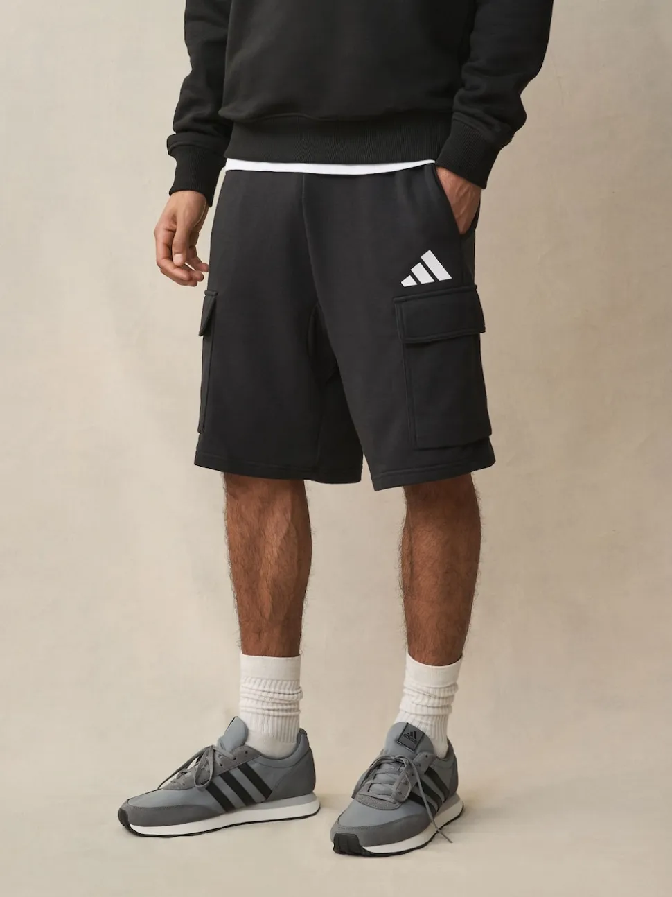 adidas Black Essentials Feel Cozy French Terry Cargo Shorts