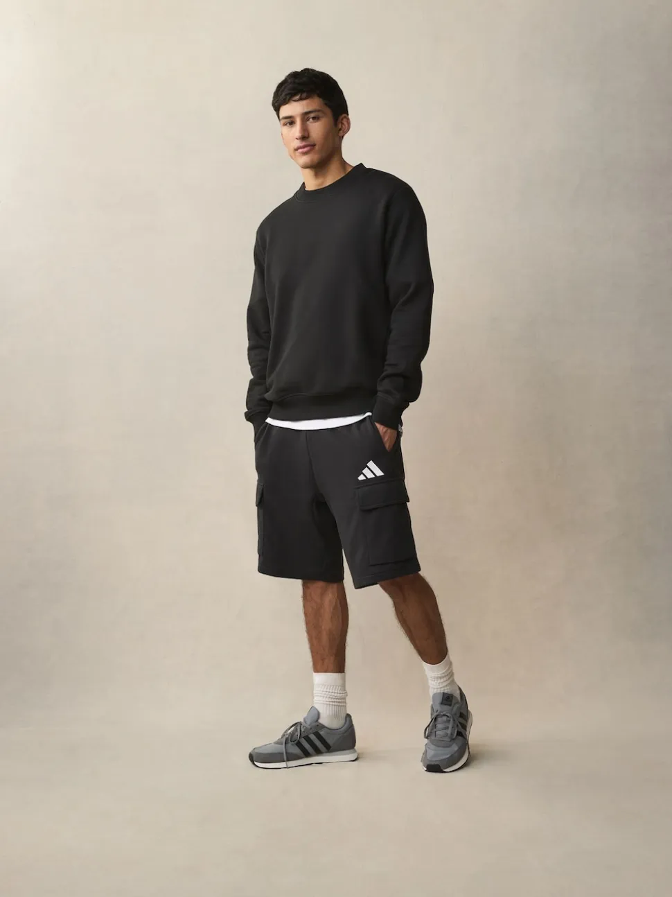 adidas Black Essentials Feel Cozy French Terry Cargo Shorts