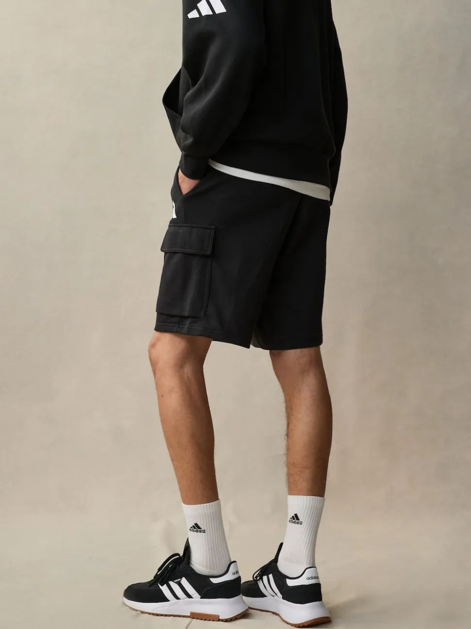 adidas Black Essentials Feel Cozy French Terry Cargo Shorts