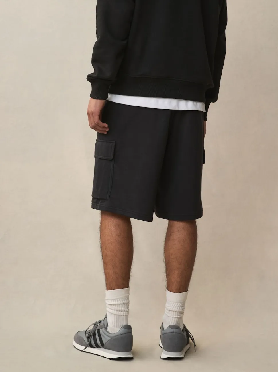 adidas Black Essentials Feel Cozy French Terry Cargo Shorts