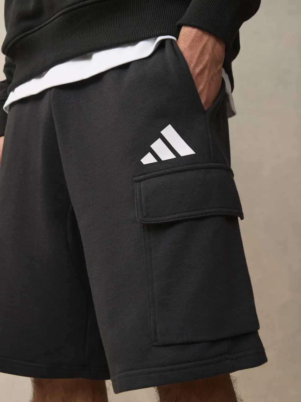 adidas Black Essentials Feel Cozy French Terry Cargo Shorts