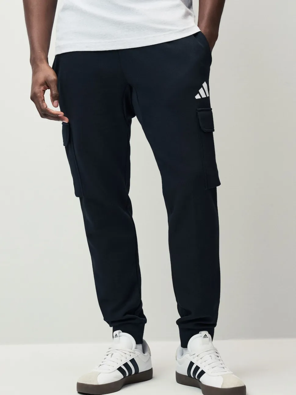 adidas Black Essentials Feelcosy Fleece Cargo Joggers