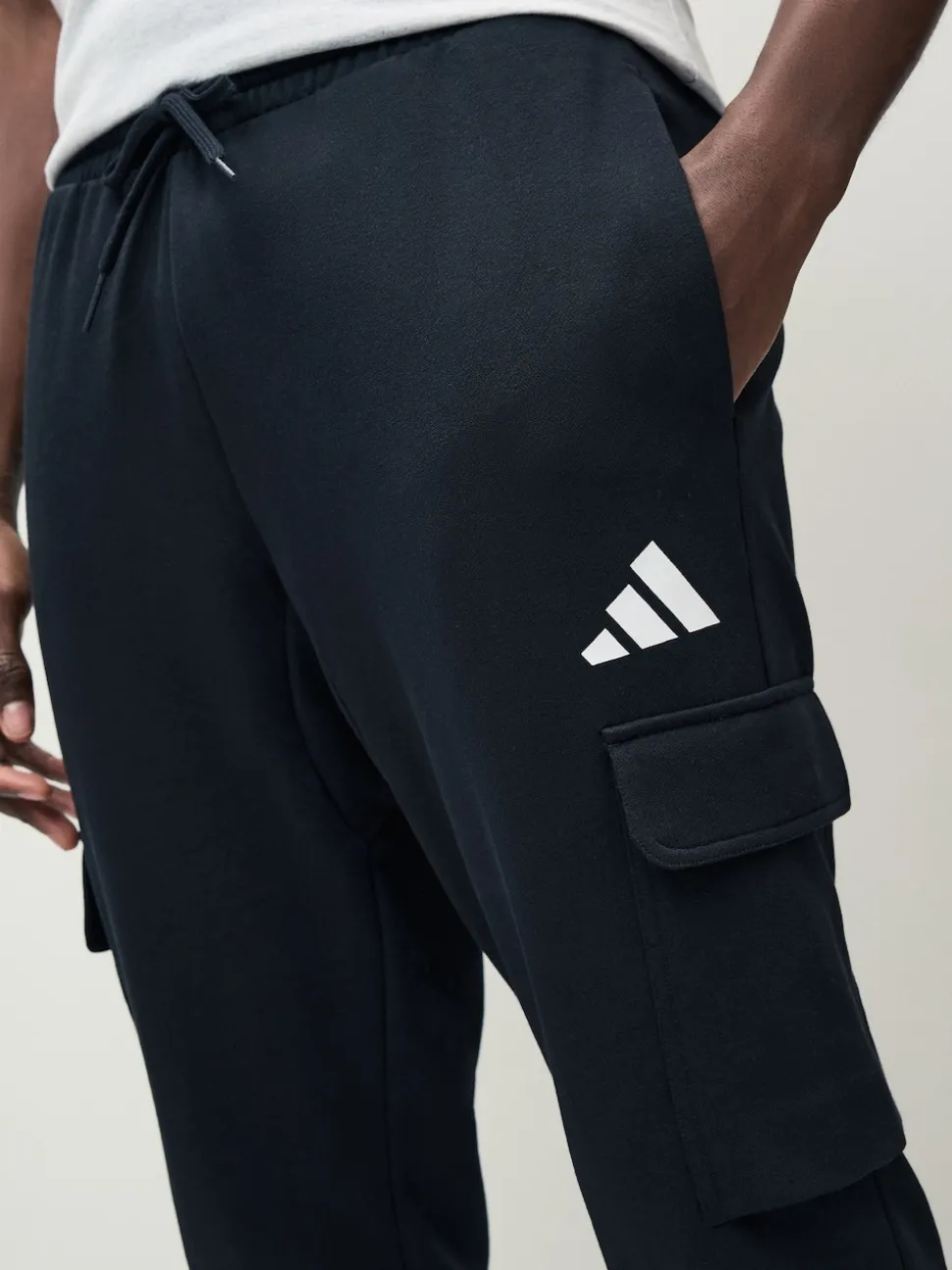 adidas Black Essentials Feelcosy Fleece Cargo Joggers