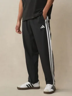 adidas Black Essentials 3-Stripes Stanford Open Hem Joggers