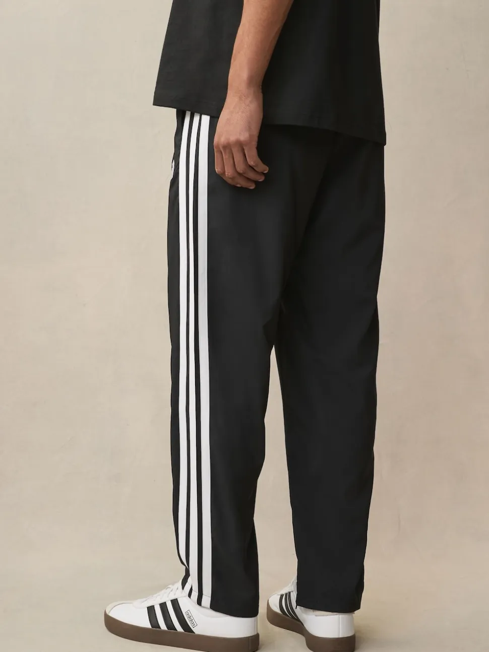adidas Black Essentials 3-Stripes Stanford Open Hem Joggers