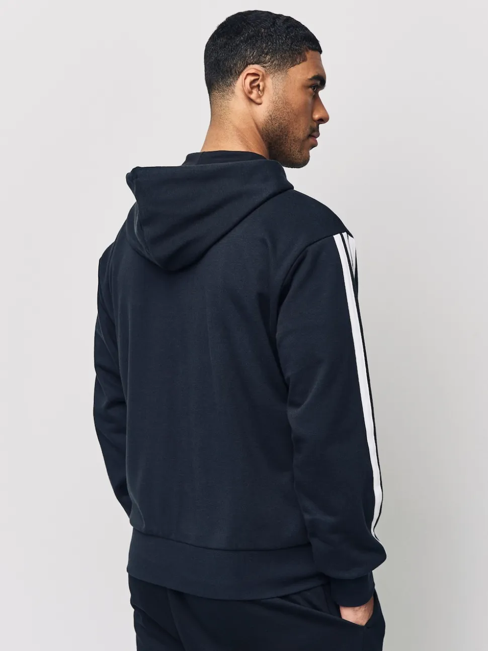 adidas Black Essentials 3-Stripes French Terry Full Zip Hoodie