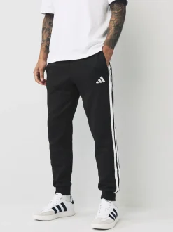 adidas Black Essentials 3-Stripes Fleece Joggers
