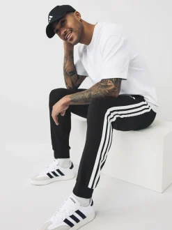 adidas Black Essentials 3-Stripes Fleece Joggers
