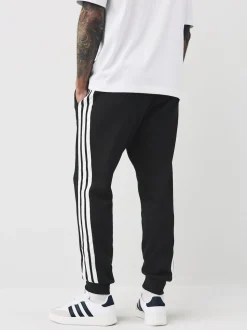 adidas Black Essentials 3-Stripes Fleece Joggers