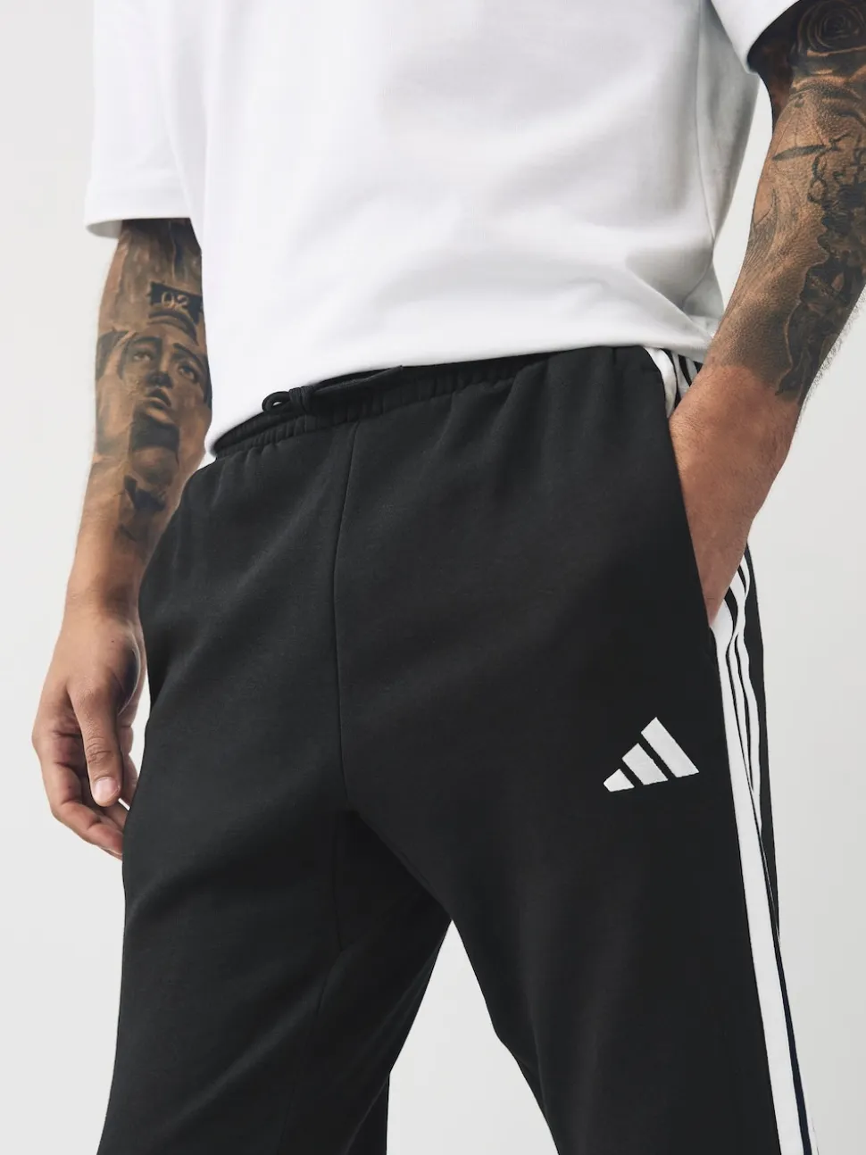 adidas Black Essentials 3-Stripes Fleece Joggers