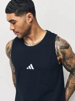 adidas Black Essentials Small Logo 100% Cotton Tank Top