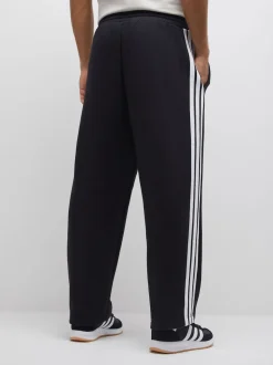 adidas Black Essentials Three Stripes Fleece Wide Leg Trousers