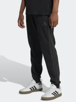 adidas Black Ground Essentials 3-Stripes Fleece Joggers