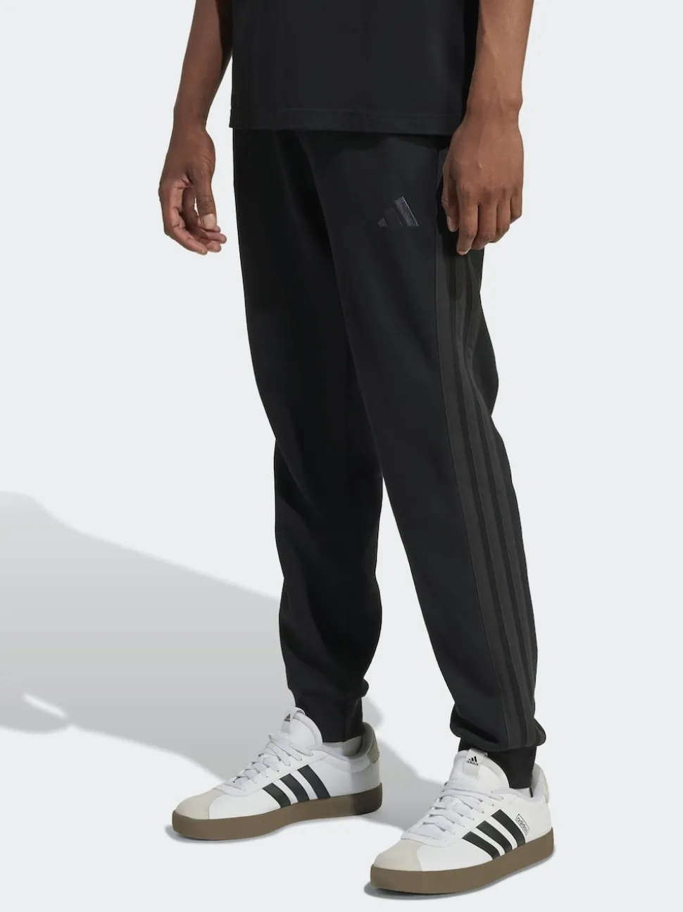 adidas Black Ground Essentials 3-Stripes Fleece Joggers