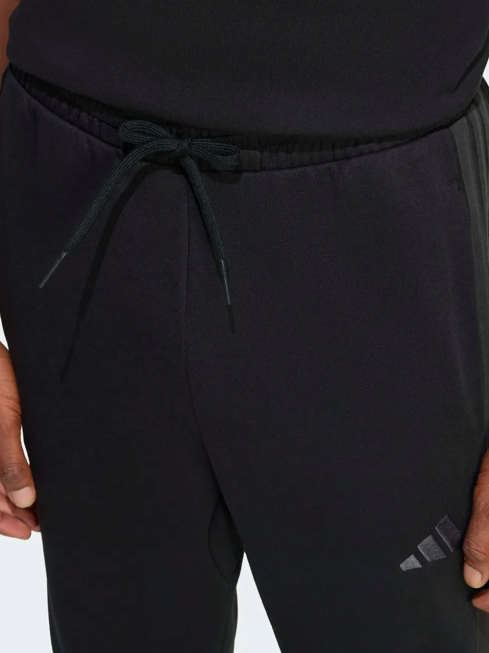adidas Black Ground Essentials 3-Stripes Fleece Joggers