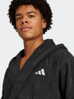 adidas Black Hooded Dressing Gown