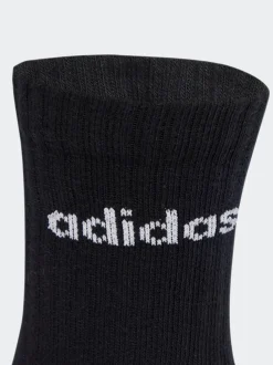 Adidas Black Linear Crew Socks Cushioned Socks 6 Pack