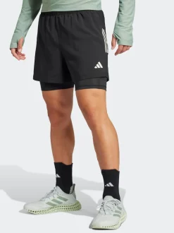adidas Black Own the Run CLIMACOOL 2-in-1 Shorts