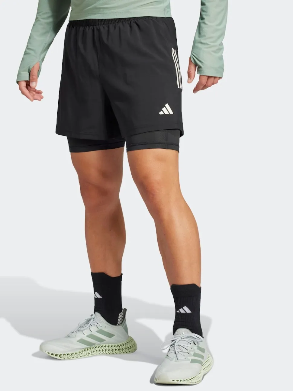 adidas Black Own the Run CLIMACOOL 2-in-1 Shorts