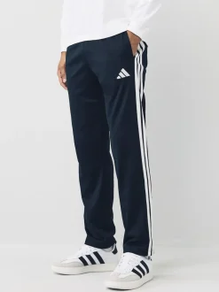adidas Black Regular Fit 3-Stripes Tricot Open Hem Track Joggers