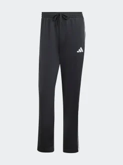 adidas Black Regular Fit 3-Stripes Tricot Open Hem Track Joggers