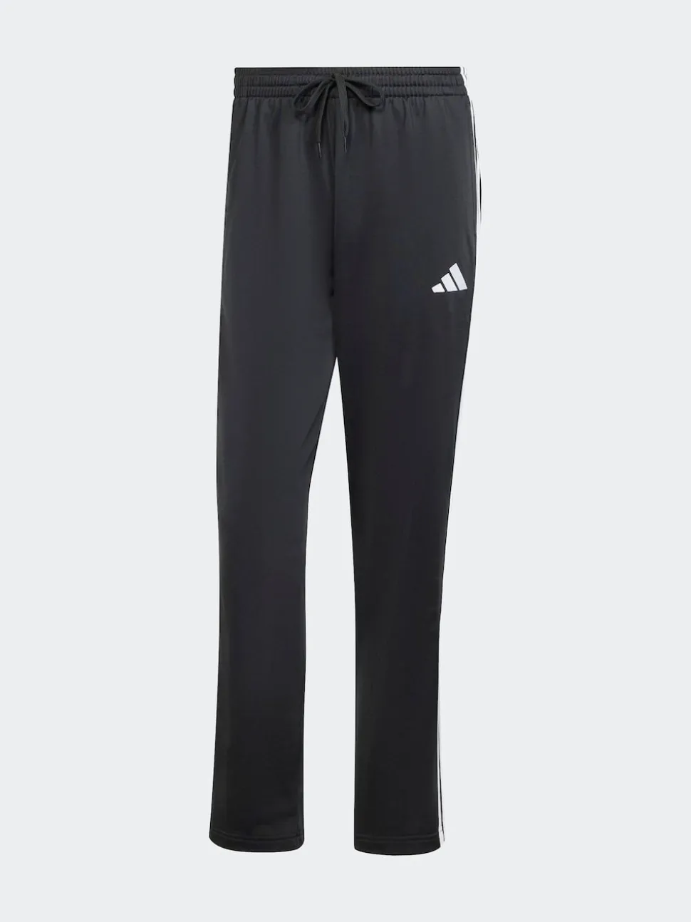adidas Black Regular Fit 3-Stripes Tricot Open Hem Track Joggers