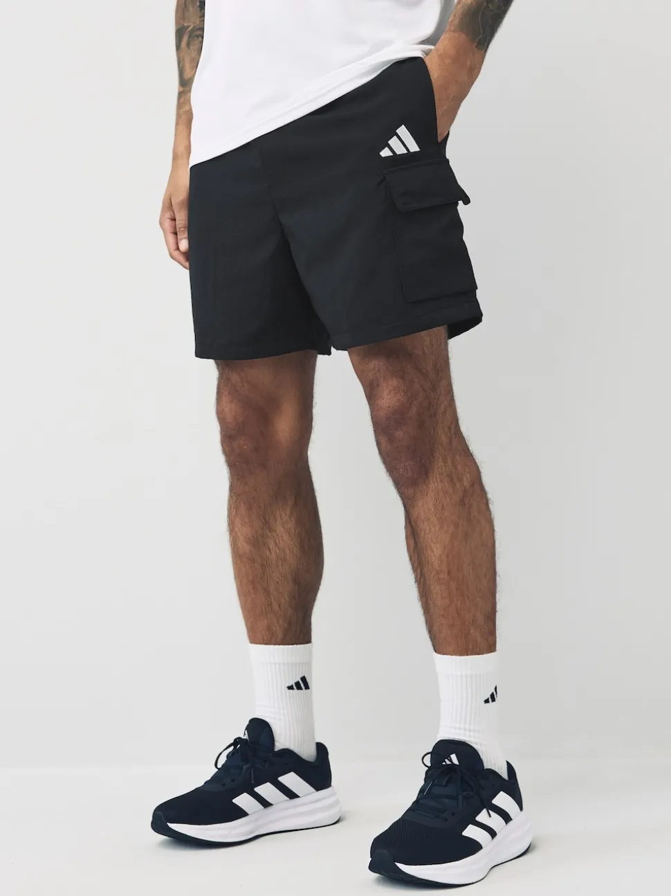 adidas Black Small Essentials Logo Cargo Chelsea Shorts