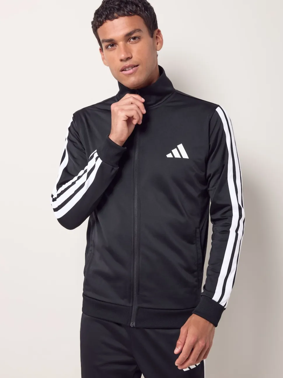 adidas Black Sportswear Basic 3-Stripes Tricot Tracksuit