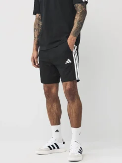 adidas Black White Essential 3-Stripes French Terry Shorts