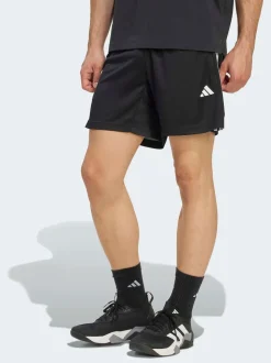 adidas Black Workout Essentials Base 3-Stripes Pique Shorts 7Inch