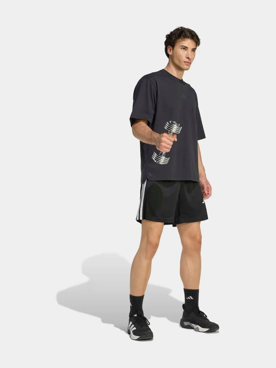 adidas Black Workout Essentials Base 3-Stripes Pique Shorts 7Inch