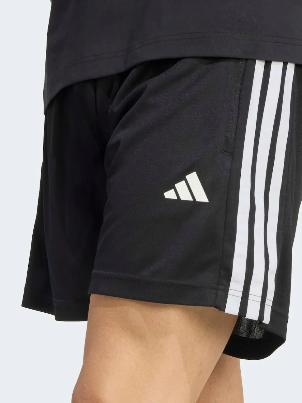adidas Black Workout Essentials Base 3-Stripes Pique Shorts 7Inch