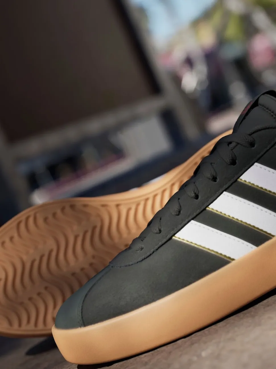 adidas Black/Gum VL Court Trainers