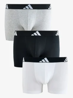 adidas Black/White Active Flex Cotton Trunks 3 pack