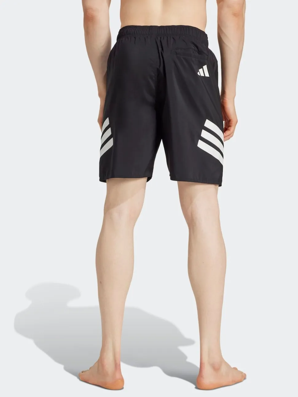 adidas Black/White 3-Stripes 8 Inch Swim Shorts