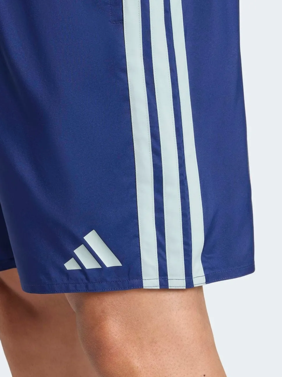 adidas Blue 3 Stripes Swim Shorts 8 Inch