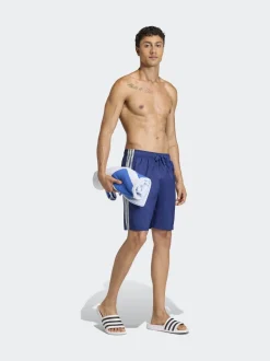 adidas Blue 3 Stripes Swim Shorts 8 Inch