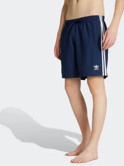 adidas Blue Adicolor 3-Stripes 8-Inch Swim Shorts