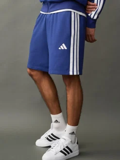 adidas Blue Essential 3-Stripes French Terry Shorts