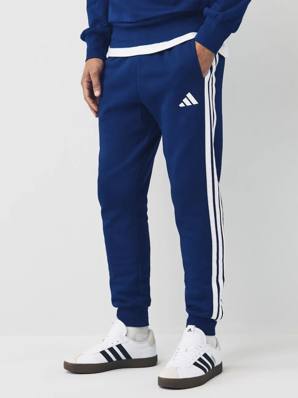 adidas Blue Essentials 3-Stripes Fleece Joggers