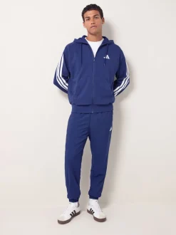 adidas Blue Essentials 3-Stripes French Terry Full Zip Hoodie