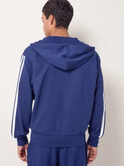 adidas Blue Essentials 3-Stripes French Terry Full Zip Hoodie