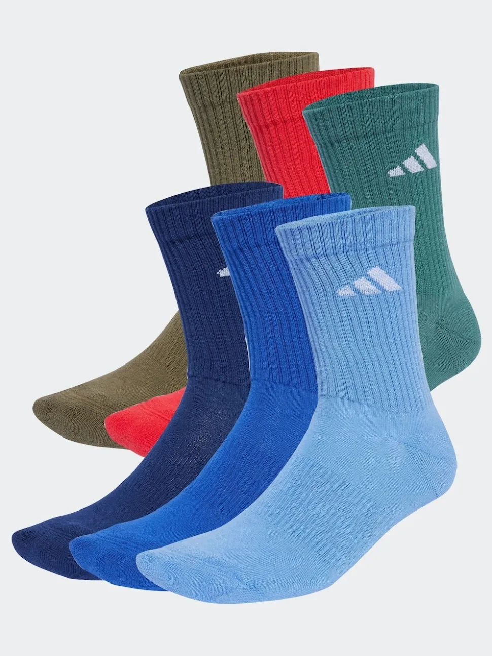 adidas Blue Logo Crew Socks 6 Pack