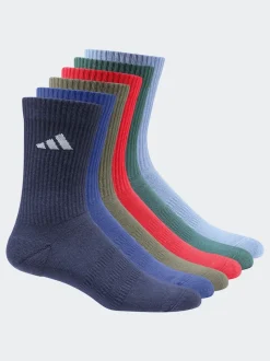 adidas Blue Logo Crew Socks 6 Pack