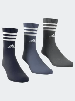 adidas Blue 3-Stripe Crew Length Socks 3 Pack