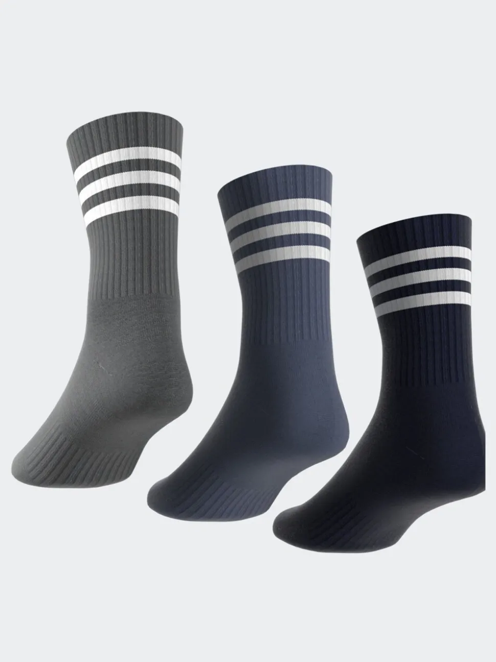 adidas Blue 3-Stripe Crew Length Socks 3 Pack