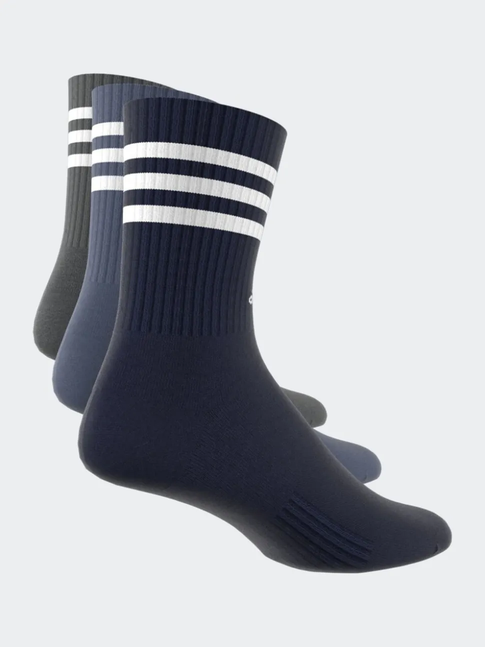 adidas Blue 3-Stripe Crew Length Socks 3 Pack