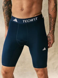 adidas Blue TECHFIT Compression Training Short Tights